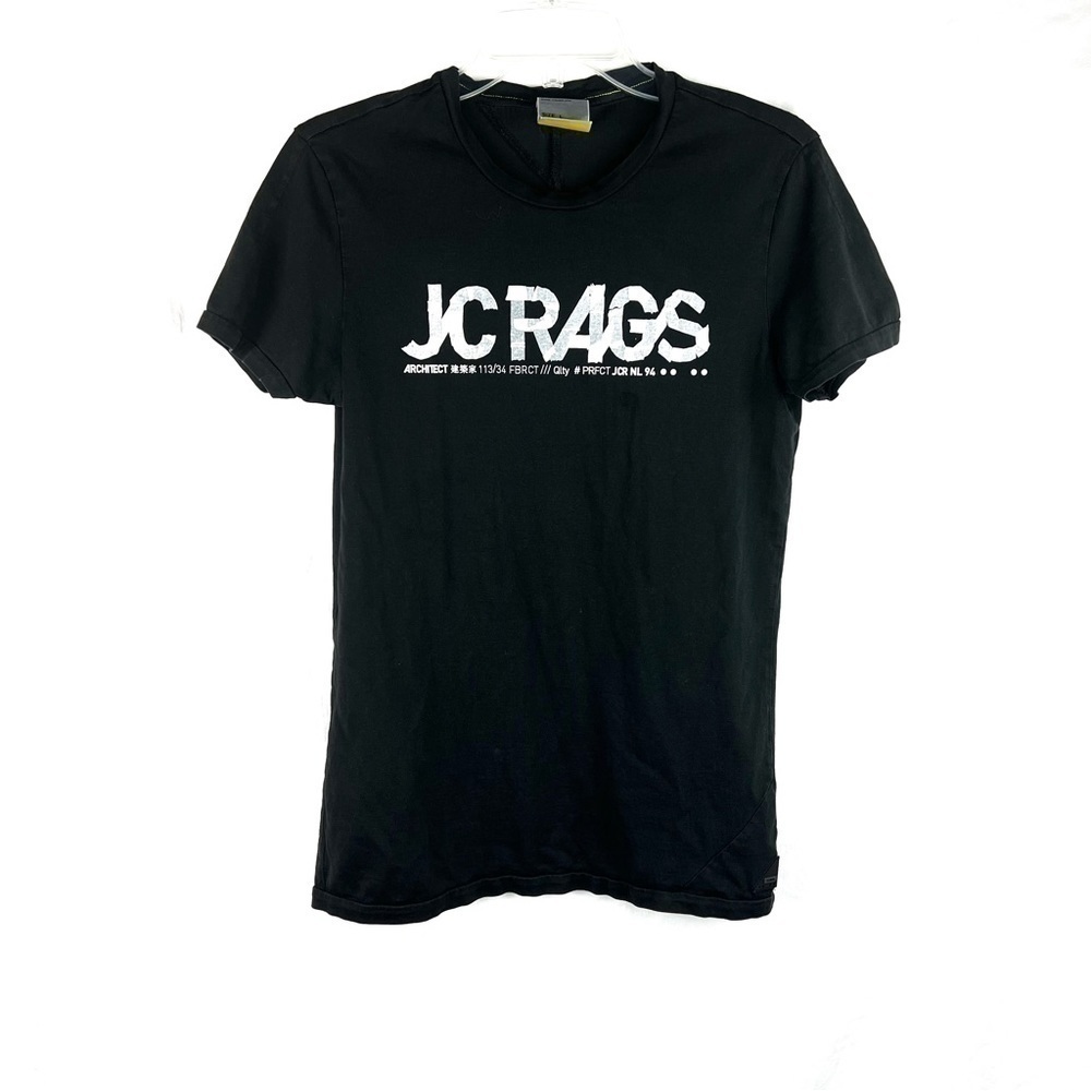 Euc-jc Rags Nordstrom, B/W Crew Neck, Cotton, Logo, Short Sleeve Tee Size Large